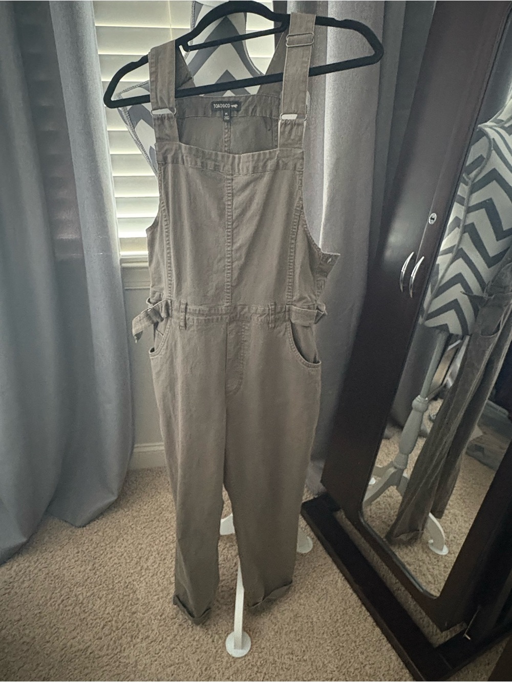 Toad&Co Olive Utility Overall Jumpsuit with Waist Ties